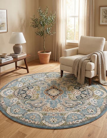 5' 3 x 5' 3 Nain Design Round Rug