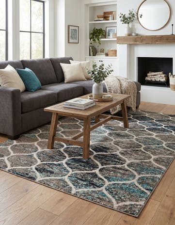 5' 3 x 8' Lattice Frieze Rug