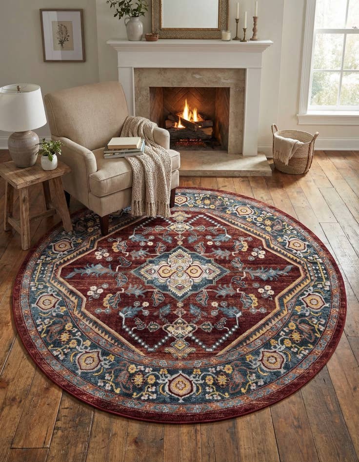 Detail image of 7' 10 x 7' 10 Kamala Washable Round Rug