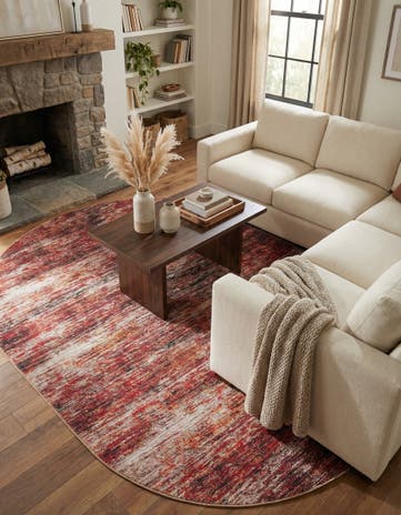 Rust Red Asha Oval Rug