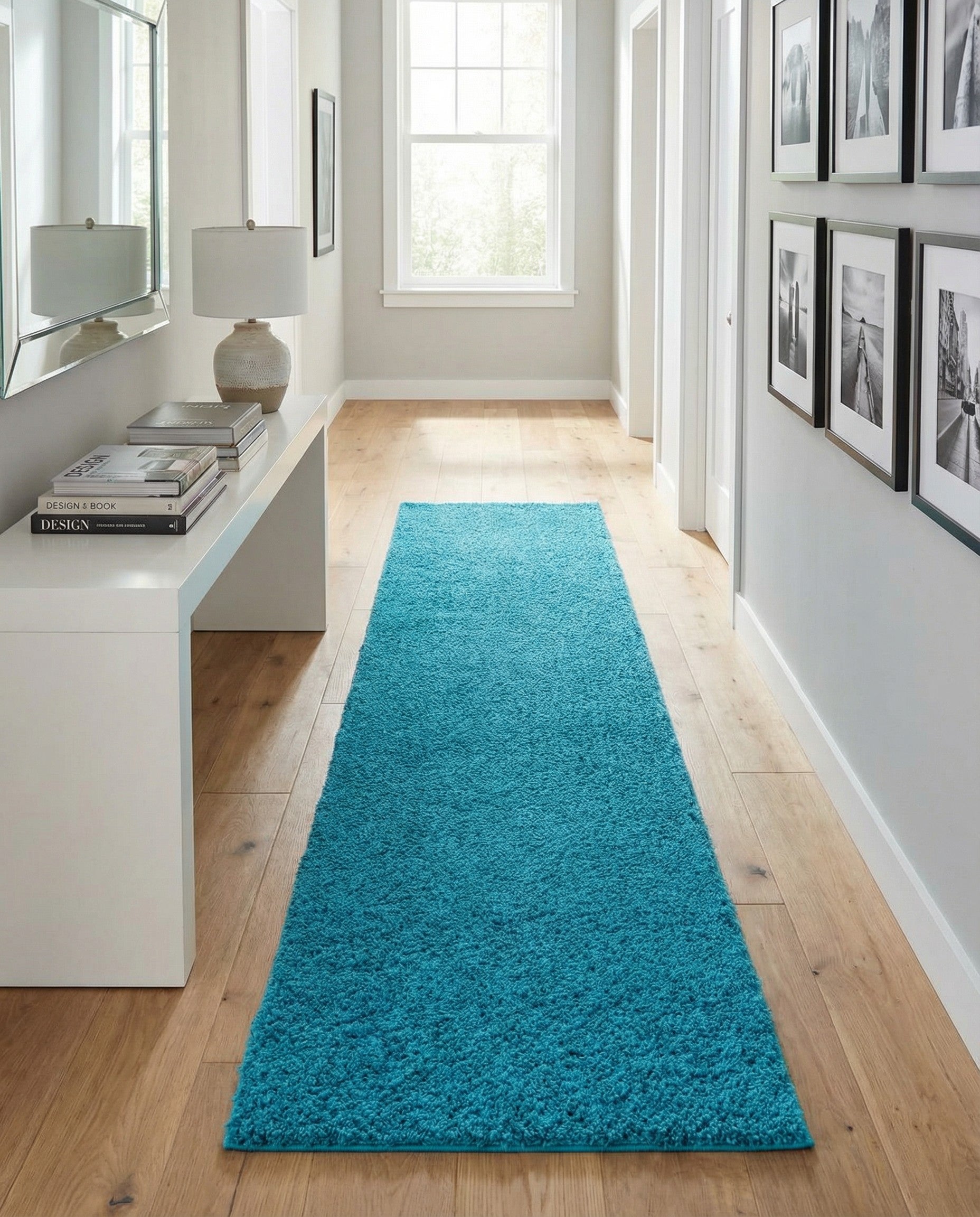 2' 7 x 12' Solid Shag Runner Rug