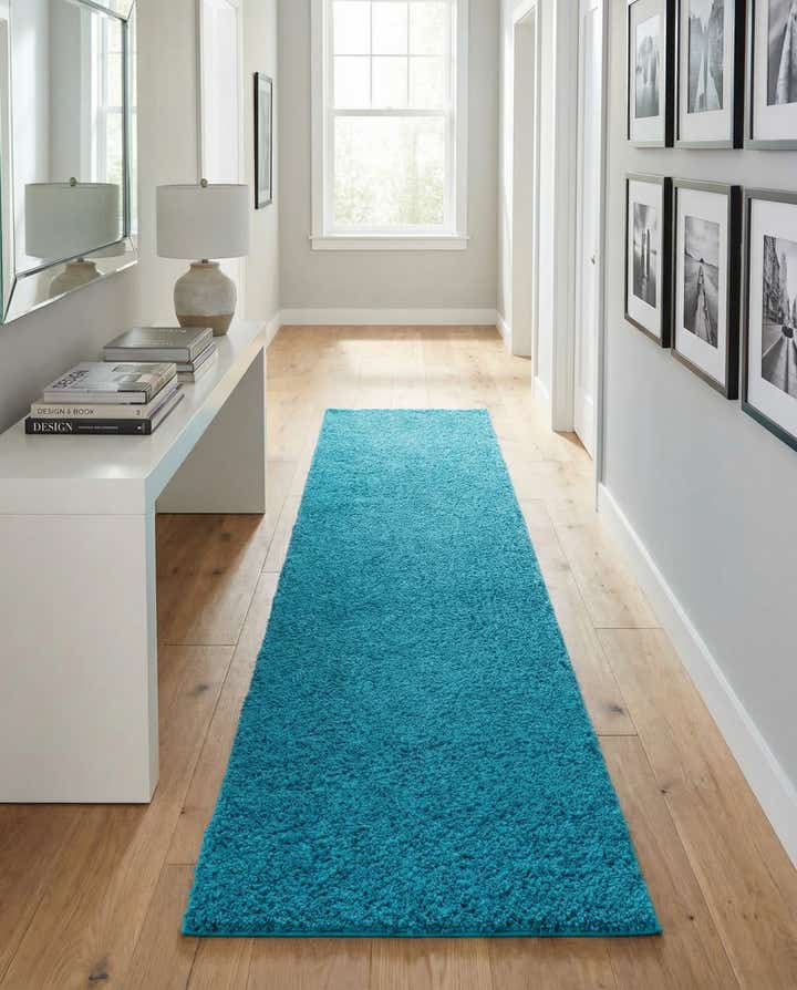 2' 7 x 12' Solid Shag Runner Rug