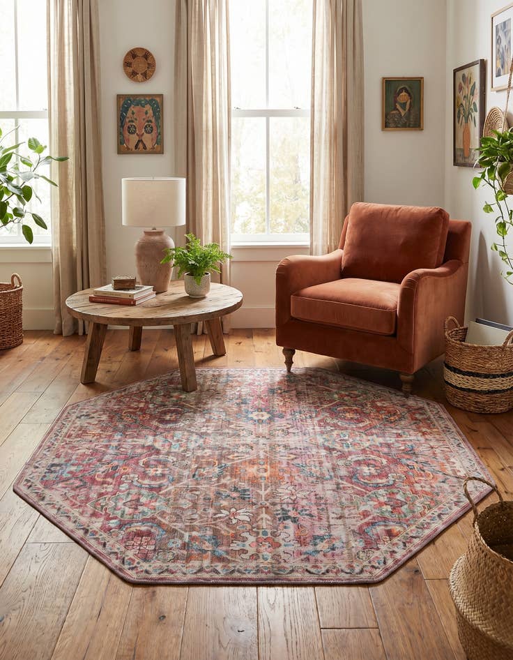 Detail image of 5' 3 x 5' 3 Washable Nostalgia Octagon Rug