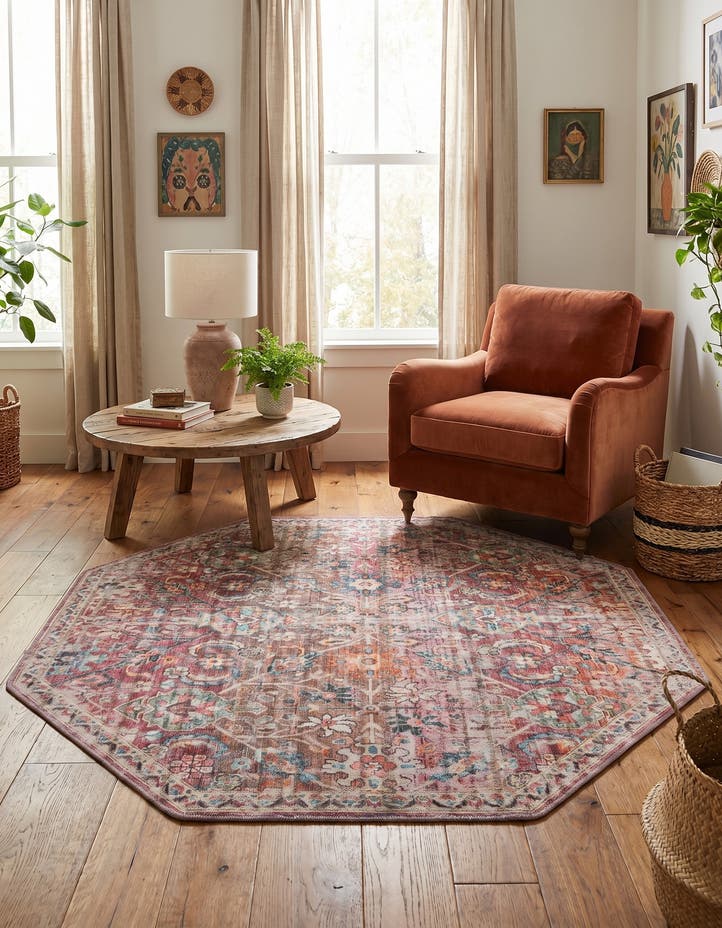 5' 3 x 5' 3 Washable Nostalgia Octagon Rug