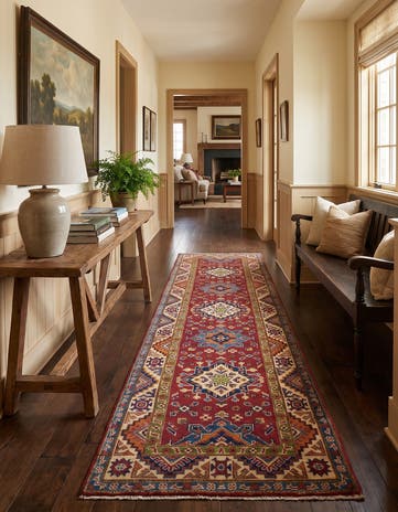 2' 9 x 9' 4 Hand Knotted Kazak Runner Rug