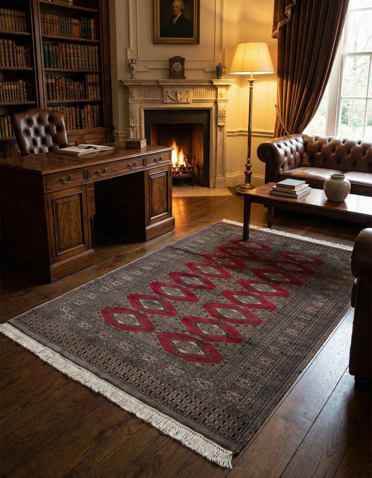 Detail image of 4' 2 x 6' 4 Hand Knotted Bokhara Oriental Wool Rug