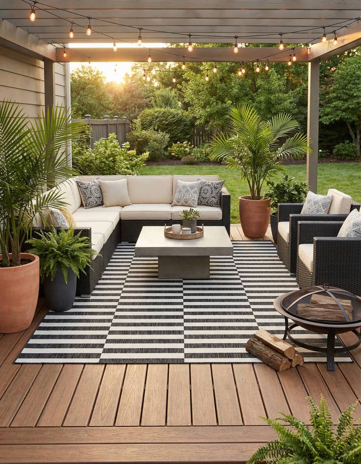 Detail image of 9' x 12' Washable Ribbon Indoor / Outdoor Rug