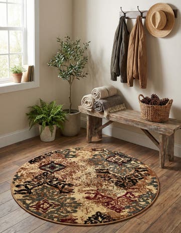 Beige Cafe Round Rug