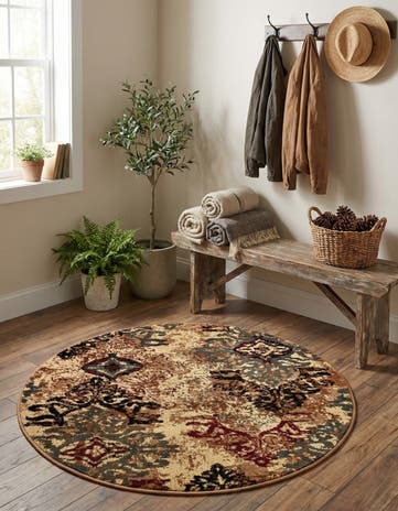 Beige Cafe Round Rug