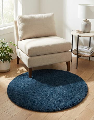 3' x 3' Solid Shag Round Rug