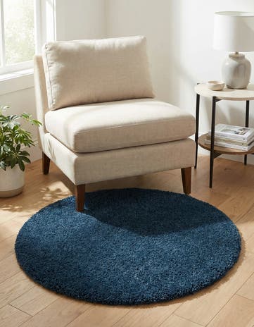 3' x 3' Solid Shag Round Rug