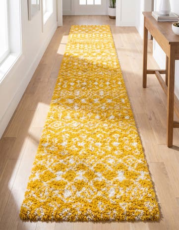 3' 3 x 16' 5 Moroccan Trellis Shag Runner Rug