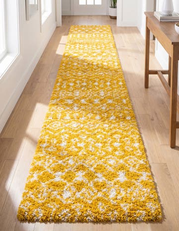 3' 3 x 16' 5 Moroccan Trellis Shag Runner Rug