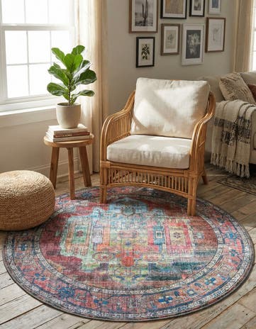 4' x 4' Washable Maahru Round Rug