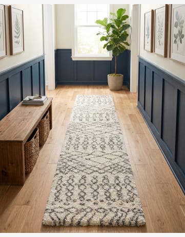 Pure Ivory Moroccan Shag Runner Rug