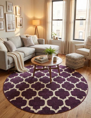 Purple Lattice Round Rug