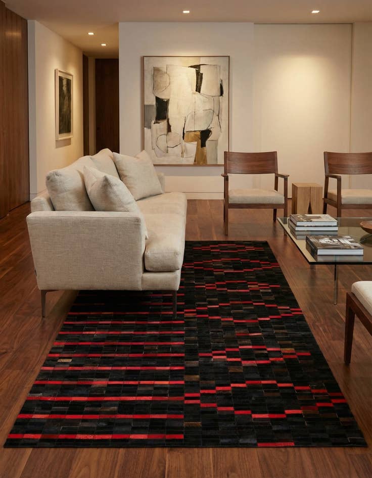 Detail image of 5' x 7' 11 Cowhide Stocks Rug