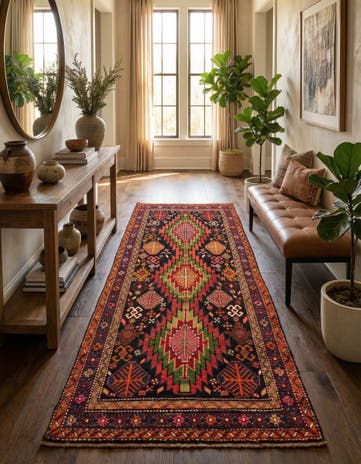4' 5 x 8' 6 Hand Knotted Kazak Oriental Wool Runner Rug