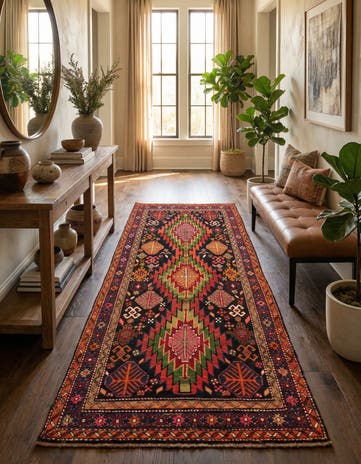 4' 5 x 8' 6 Hand Knotted Kazak Oriental Wool Runner Rug