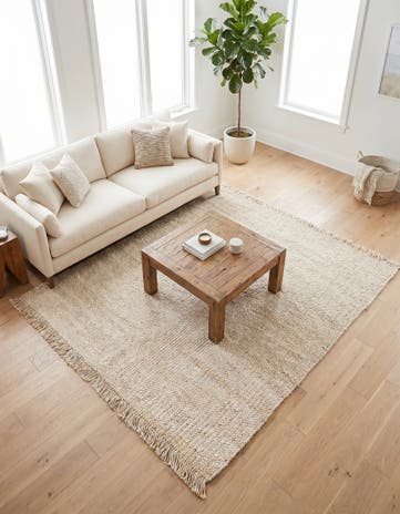 Ivory Hand Woven Chunky Jute Square Rug