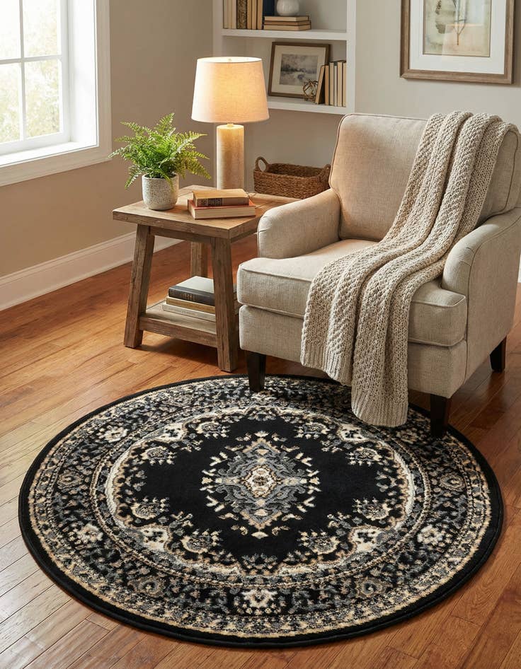 Detail image of 3' x 3' Mashad Design Round Rug