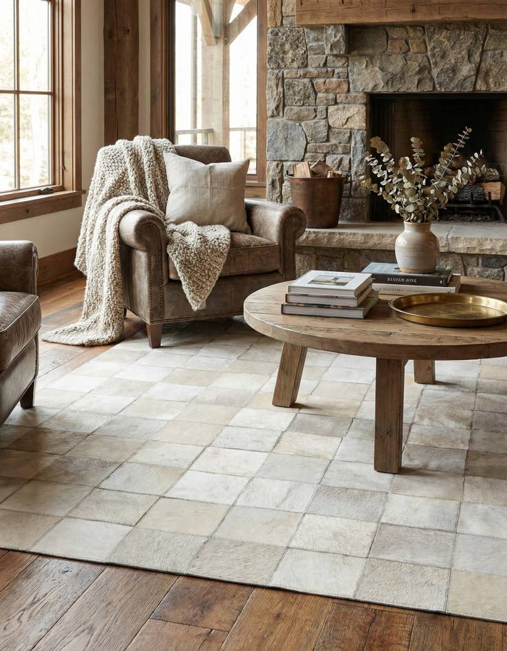 Detail image of 4' x 5' 10 Cowhide Stocks Rug