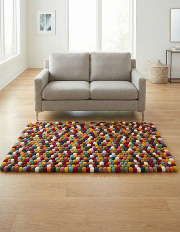 3' 3 x 5' 3 Felt Ball Wool Rug