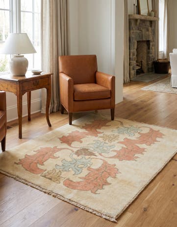 4' 6 x 5' 4 Hand Knotted Oushak Wool Square Rug