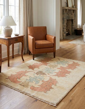 4' 6 x 5' 4 Hand Knotted Oushak Wool Square Rug