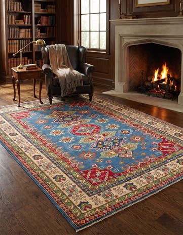 6' 2 x 9' 1 Hand Knotted Kazak Rug
