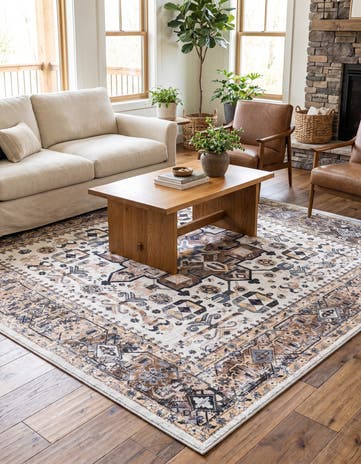 Ivory Almond Yara Square Rug