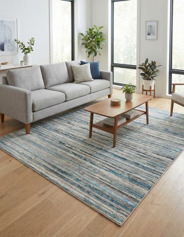 Ivory and Blue Finsbury Square Rug