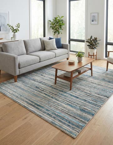 Ivory and Blue Finsbury Square Rug