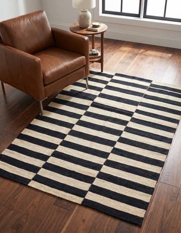3' 4 x 4' 11 Hand Woven Kilim Modern Wool Rug