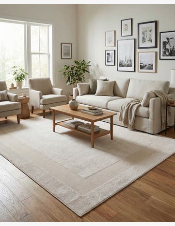 Ivory White Textura Designer Rug