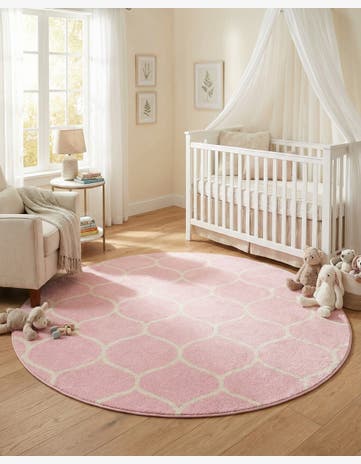 7' x 7' Lattice Frieze Round Rug