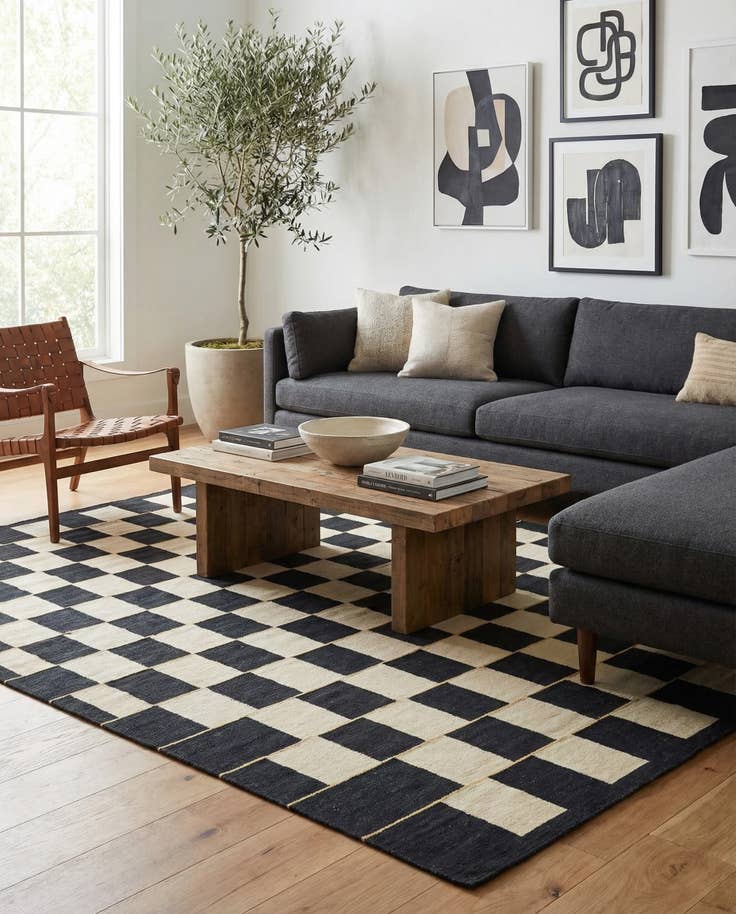 Detail image of 6' x 8' Hand Woven Kilim Modern Wool Rug