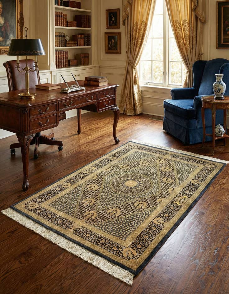 Detail image of 2' 8 x 4' Ghom Silk Rug