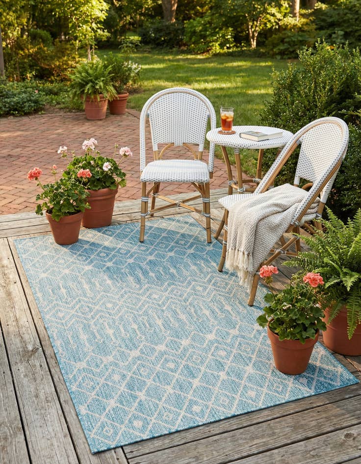 Detail image of 3' x 5' 3 Washable Lattice Indoor / Outdoor Rug