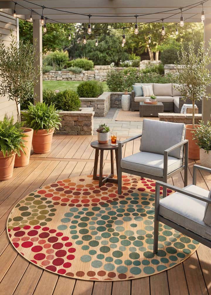 6' x 6' Easy-Clean Modern Indoor / Outdoor Round Rug
