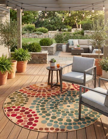 6' x 6' Easy-Clean Modern Indoor / Outdoor Round Rug
