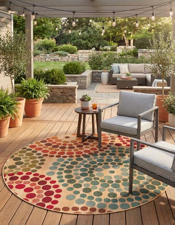 6' x 6' Easy-Clean Modern Indoor / Outdoor Round Rug