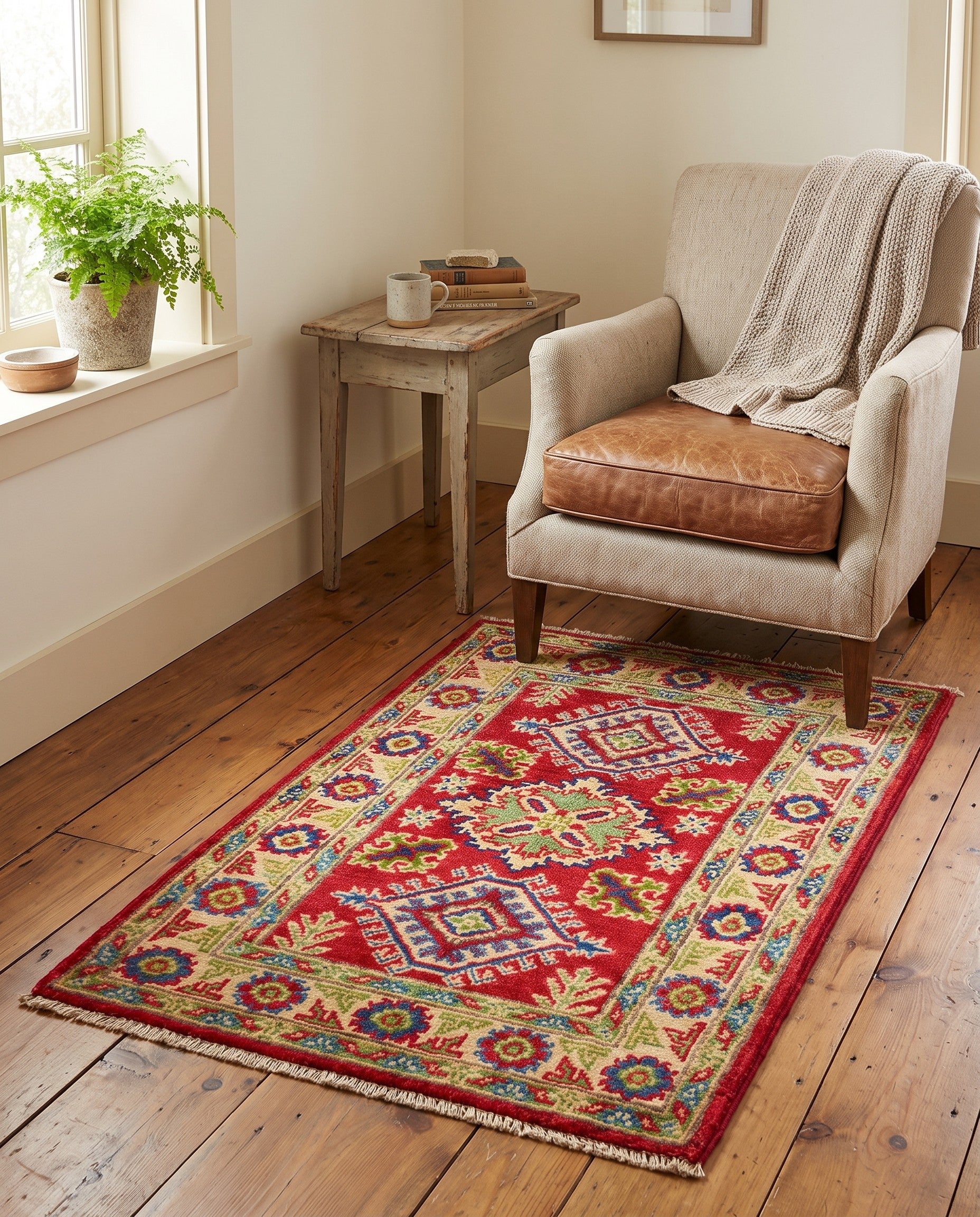 1' 11 x 3' Hand Knotted Kazak Rug