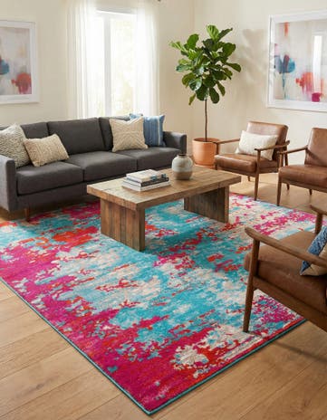 Turquoise Azalea Square Rug