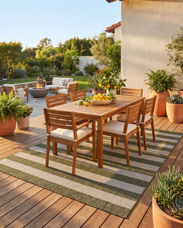 7' 10 x 10' Easy-Clean Striped Indoor / Outdoor Rug