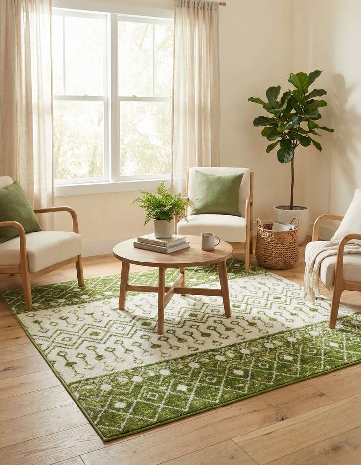 Detail image of  5' 3 x 5' 3 Moroccan Trellis Square Rug