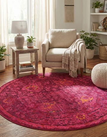 6' x 6' Washable Fleur Round Rug