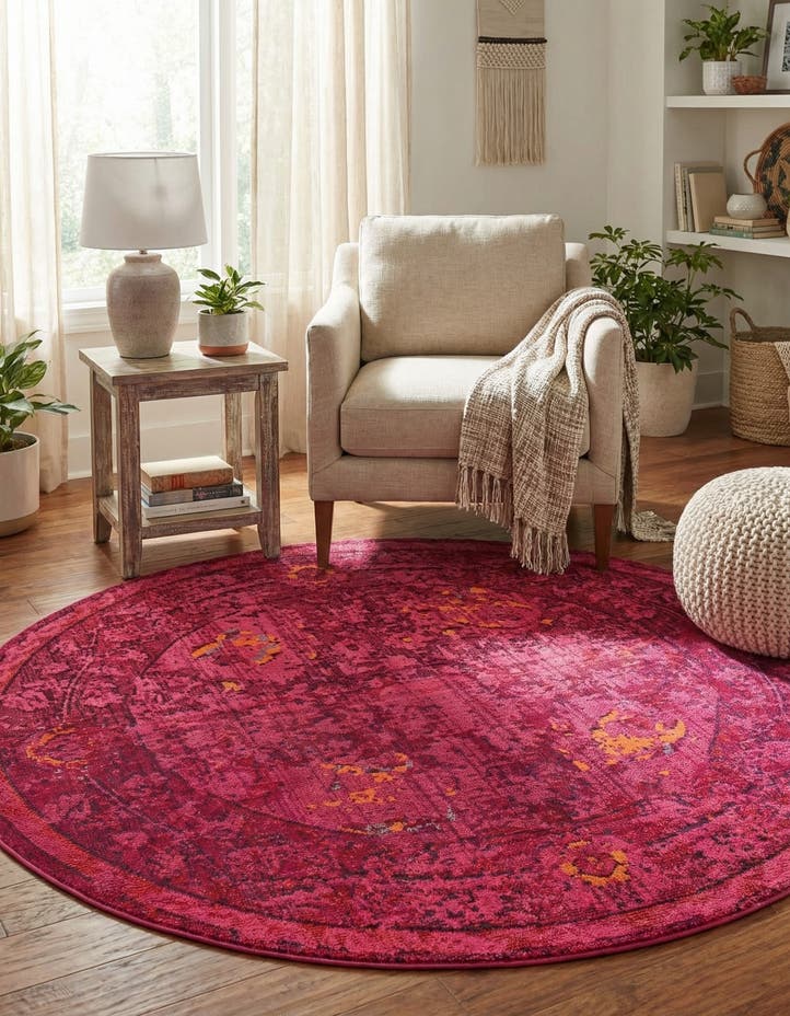 6' x 6' Washable Fleur Round Rug
