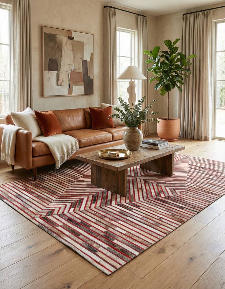 Detail image of 5' 1 x 7' 11 Cowhide Stocks Rug