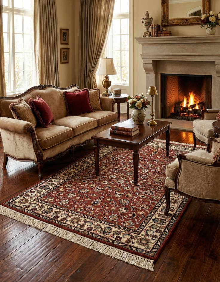 Detail image of 4' x 6' Hand Knotted Kashan Wool Rug